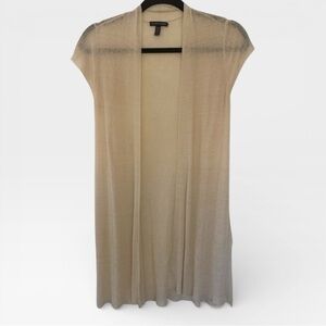 Eileen Fisher Bone Beige Cap Sleeve Sheer Hemp Rib Cardigan Size XS